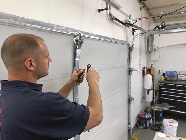 Before and after garage door dent repair by Bradenton Garage Door Repair in Bradenton