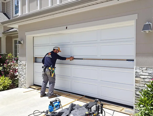 Bradenton Garage Door Repair team performing complete garage door replacement at Bradenton residence