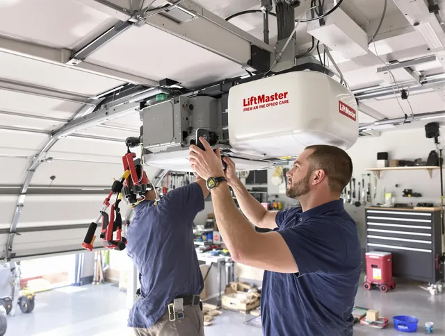 Bradenton Garage Door Repair technician performing advanced diagnostics on garage opener in Bradenton