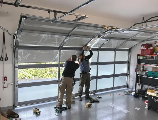 Bradenton Garage Door Repair expert performing precise panel replacement on Bradenton garage door